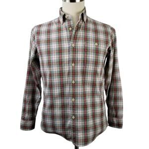 Land's End Red Green Blue Yellow White Plaid Vintage Button Down Shirt S 14